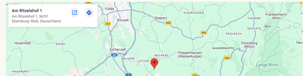 Anfahrt: Am Ritzelshof 1, 36157 Ebersburg-Ried